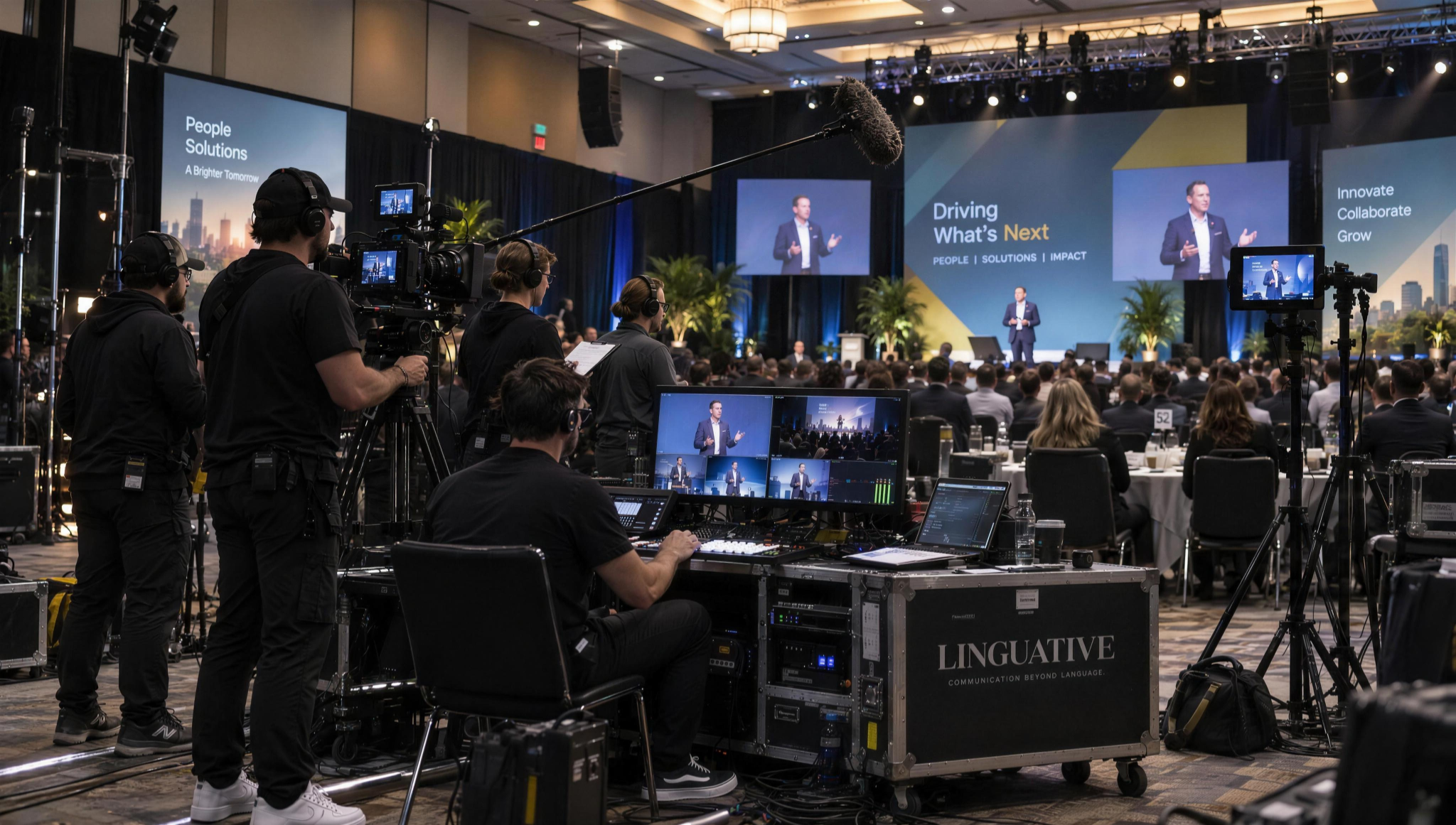 Professional multi-camera event video production with camera crew, live switching and AV control